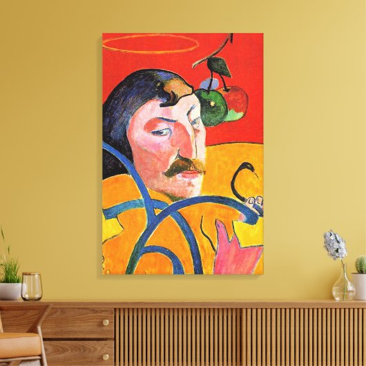 Self-Portrait with Halo and Snake Canvas Afdruk (Insitu (Woonkamer))