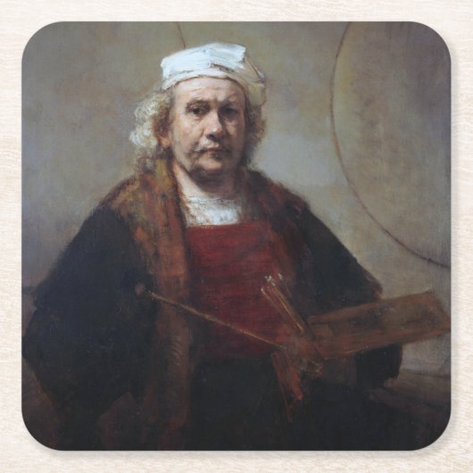 Self-Portret met twee cirkels, Rembrandt Kartonnen Onderzetters (Voorkant)