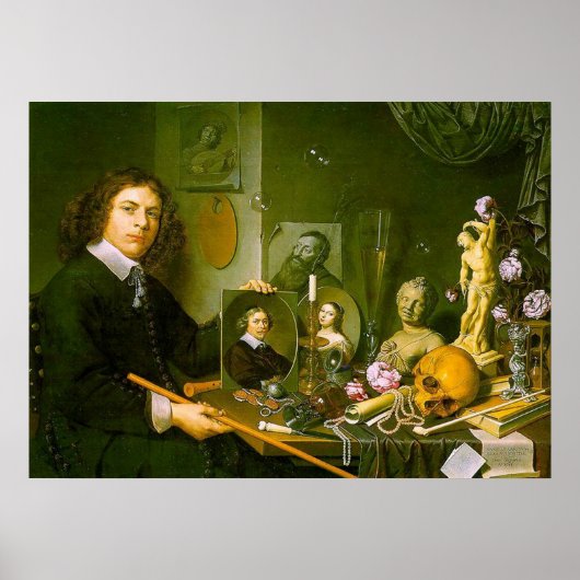 Self-Portret met Vanitas Symbolen Poster (Voorkant)