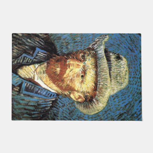 Self-Portriat met de Vloermat van grijs smelt Pet Deurmat (Voorkant)