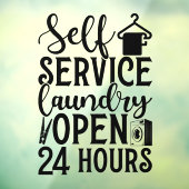 Self Service Laundry Open 24 Hours Raamsticker (Vel 3)