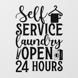 Self Service Laundry Open 24 Hours Raamsticker