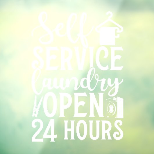 Self Service Laundry Open 24 Hours Raamsticker (Vel 3)