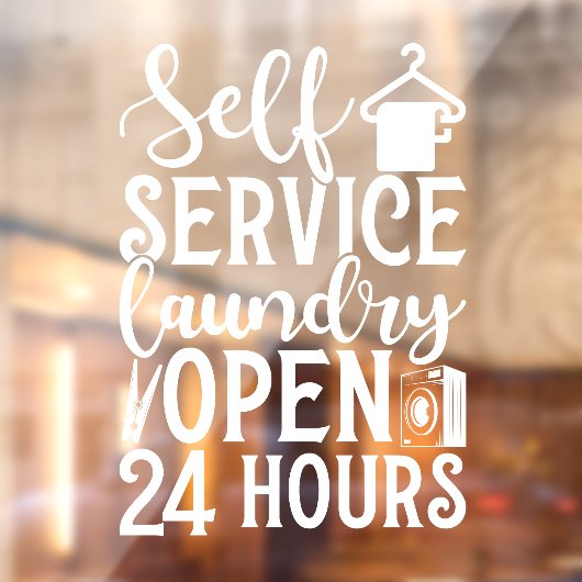 Self Service Laundry Open 24 Hours Raamsticker (Vel 2)