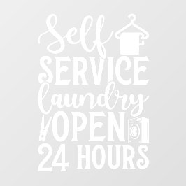 Self Service Laundry Open 24 Hours Raamsticker