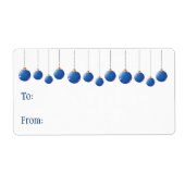 Self-Stick Gift Label: Blue-kerstballen Etiket (Voorkant)