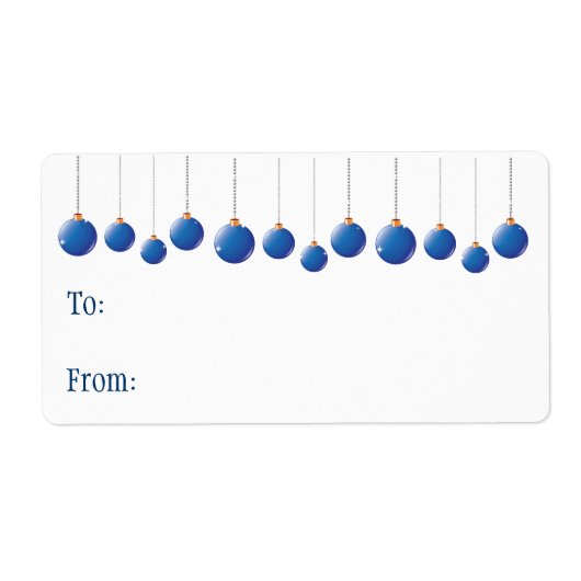 Self-Stick Gift Label: Blue-kerstballen Etiket (Voorkant)
