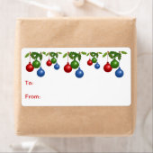 Self-Stick Gift Label: gekleurde kerstballen Etiket (Insitu)