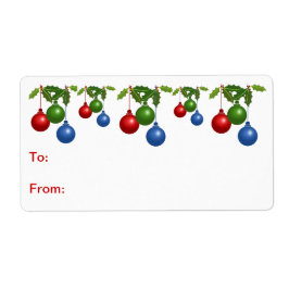 Self-Stick Gift Label: gekleurde kerstballen Etiket