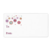Self-Stick Gift Label: gekleurde kerstsnowflakes Etiket (Voorkant)