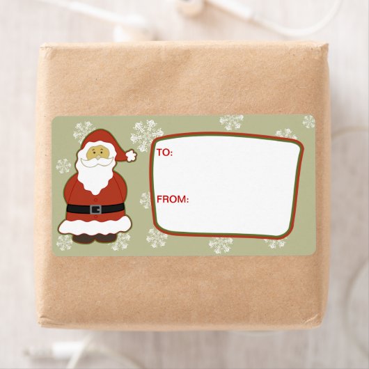 Self-Stick Gift Label: Santa en Snowflakes Etiket (Insitu)