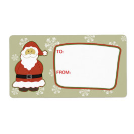 Self-Stick Gift Label: Santa en Snowflakes Etiket
