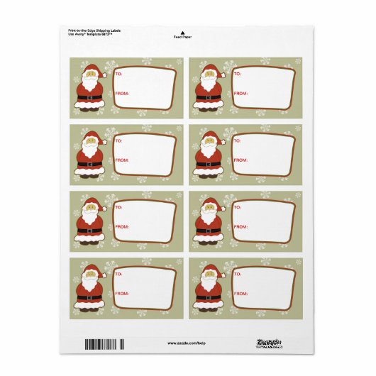 Self-Stick Gift Label: Santa en Snowflakes Etiket (Full Sheet)