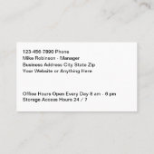 Self Storage Theme Business Cards  Visitekaartje (Achterkant)