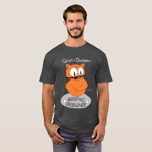 Self-Taught GRAPHIC DESIGNER Mustache Cat T-shirt (Voorkant volledig)