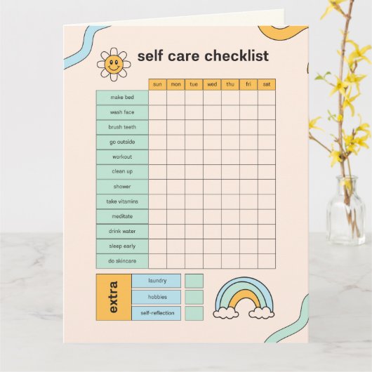 Selfcare + Daily Planner + Spaarteller + Kaart (Gele Bloem)