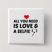 SELFIE AND LOVE VIERKANTE BUTTON 5,1 CM (Voorkant)