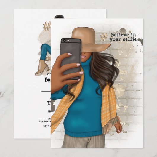 Selfie Bachelorette-uitnodiging Kaart (Voorkant / Achterkant)