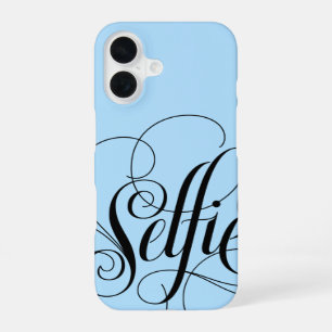 SELFIE Calligrafie Lettering Ijsblauw Mode iPhone 16 Hoesje