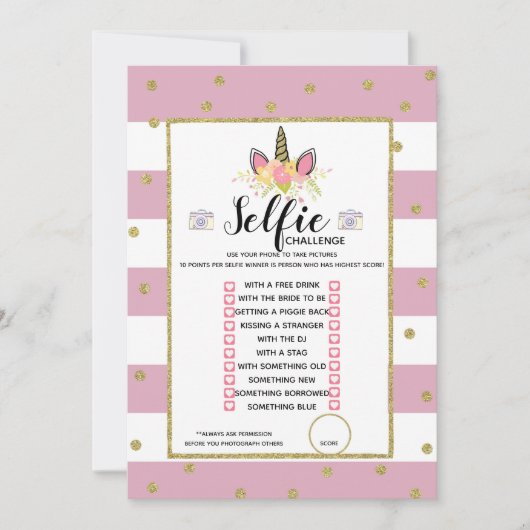 Selfie Challenge game Birthday party Kaart (Voorkant)