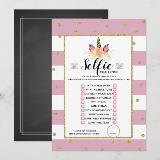 Selfie Challenge game Birthday party Kaart (Voorkant / Achterkant)