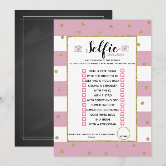 Selfie Challenge spel Kaart (Voorkant / Achterkant)