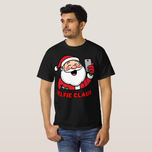 Selfie Claus – Modern Christmas Santa Design T-shirt (Voorkant volledig)