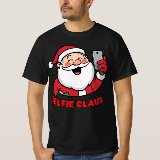 Selfie Claus – Modern Christmas Santa Design T-shirt (Voorkant)