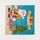 Selfie Foto Kerstmis Santa Tree Kinder achtergrond Wandkleed (Voorkant (horizontaal))