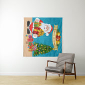 Selfie Foto Kerstmis Santa Tree Kinder achtergrond Wandkleed (In Situ (horizontaal))