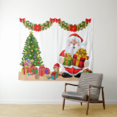 Selfie Foto Kerstmis Santa Tree Kinder Party Wandkleed (In Situ (horizontaal))