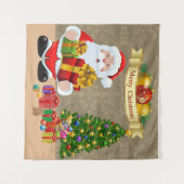 Selfie Foto Kerstmis Santa Tree Kinder Wandkleed (Voorkant (horizontaal))