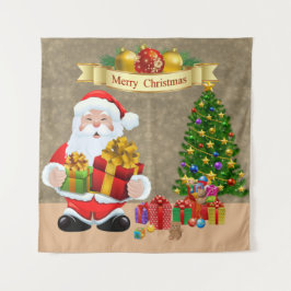 Selfie Foto Kerstmis Santa Tree Kinder Wandkleed