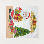 Selfie Foto Kerstmis Santa Tree Party Achtergrond Wandkleed (Voorkant (horizontaal))