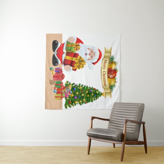 Selfie Foto Kerstmis Santa Tree Party Achtergrond Wandkleed (In Situ (horizontaal))