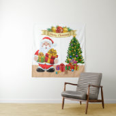 Selfie Foto Kerstmis Santa Tree Party Achtergrond Wandkleed (In situ)