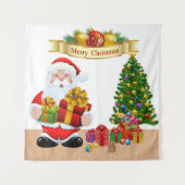 Selfie Foto Kerstmis Santa Tree Party Achtergrond Wandkleed (Voorkant)