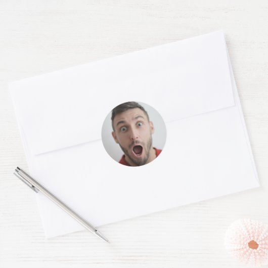 Selfie-foto upload | Jouw gezicht leuke feest Ronde Sticker (Envelop)