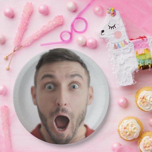 Selfie-fotouploaden | Jouw Face Fun Party Papieren Bordje (Feest)