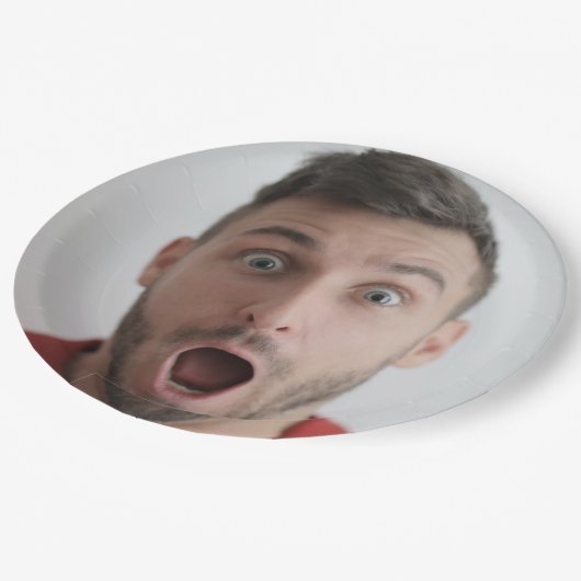 Selfie-fotouploaden | Jouw Face Fun Party Papieren Bordje (Gekanteld)