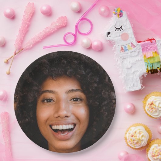 Selfie-fotouploaden | Jouw Face Fun Party Papieren Bordje (Feest)