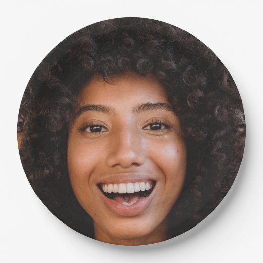 Selfie-fotouploaden | Jouw Face Fun Party Papieren Bordje (Voorkant)