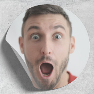 Selfie-fotouploaden   Jouw Face Fun Party Ronde Sticker