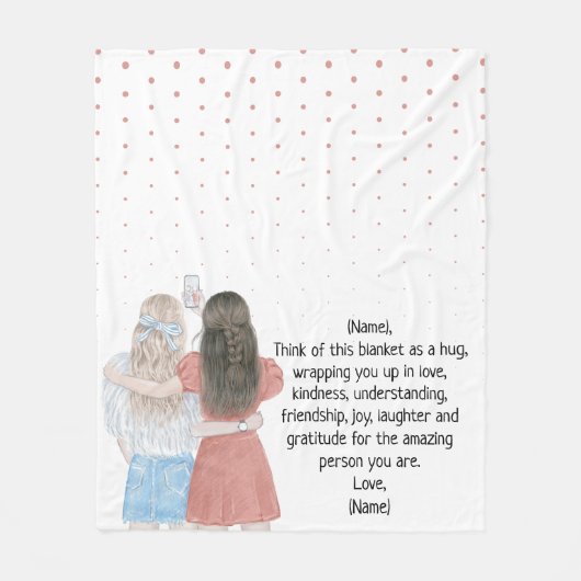 Selfie Girls Best Friends Custom Letter Note Fleece Deken (Voorkant)