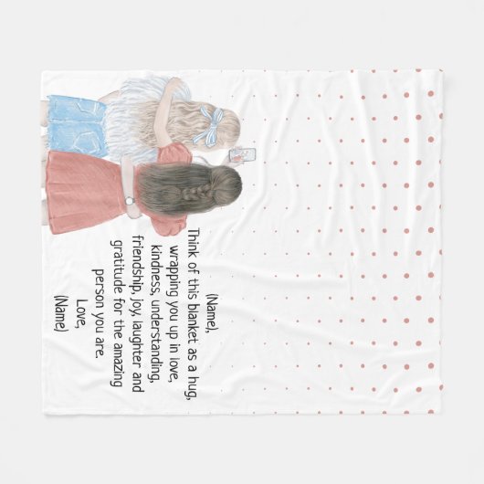 Selfie Girls Best Friends Custom Letter Note Fleece Deken (Voorkant (Horizontaal))