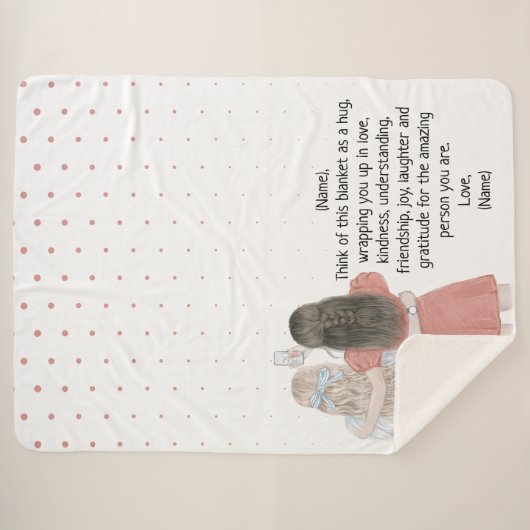 Selfie Girls Best Friends Custom Letter Note Sherpa Deken (Voorkant (horizontaal))