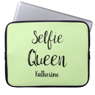 Selfie Groene het Limoen van Koningin Name Laptop Sleeve