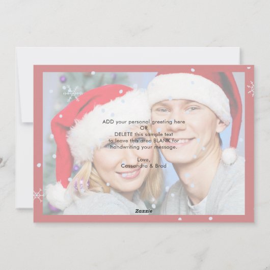 SELFie Groeten, Veranderbare Rode, Bevroren Overla Feestdagenkaart (Achterkant)