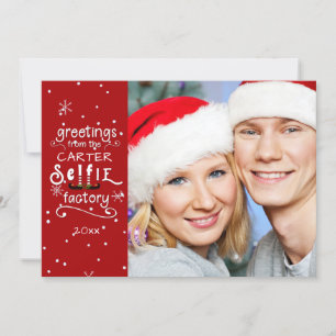 SELFie Groeten, Veranderbare Rode, Mat Overlay Feestdagenkaart