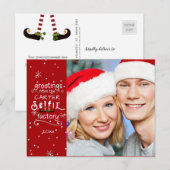 sELFie Groeten, Veranderlijke Rode Achtergrond Feestdagenkaart (Voorkant / Achterkant)